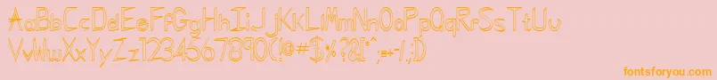 フォントGregorianHollowNormal – オレンジの文字がピンクの背景にあります。