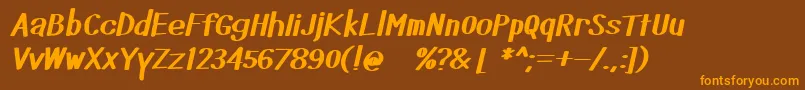 Dyst-Schriftart – Orangefarbene Schriften auf braunem Hintergrund