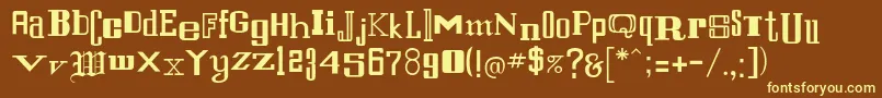 SaintfrancisNormal-fontti – keltaiset fontit ruskealla taustalla