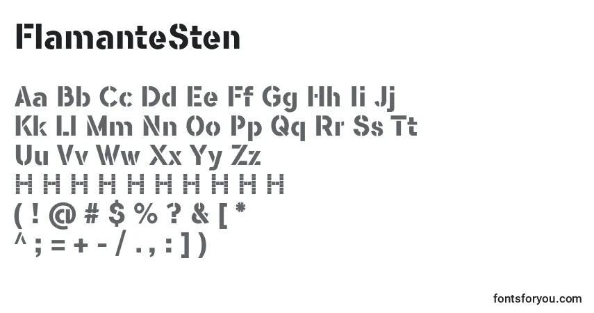 Schriftart FlamanteSten – Alphabet, Zahlen, spezielle Symbole