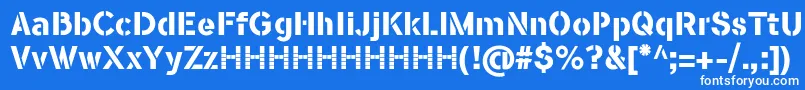 FlamanteSten-Schriftart – Weiße Schriften auf blauem Hintergrund