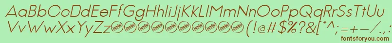 More about JambeticaLightItalic Font JambeticaLightItalic Font – Brown Fonts on Green Background