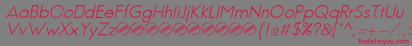 JambeticaLightItalic Font – Red Fonts on Gray Background