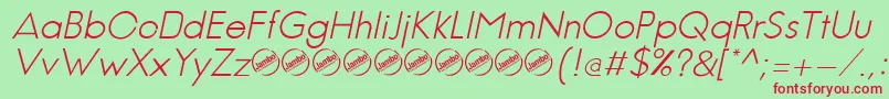 Czcionka JambeticaLightItalic – czerwone czcionki na zielonym tle