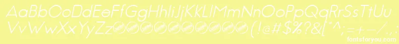 Fonte JambeticaLightItalic – fontes brancas em um fundo amarelo