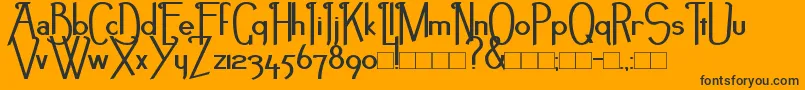 NEBB-Schriftart – Schwarze Schriften auf orangefarbenem Hintergrund