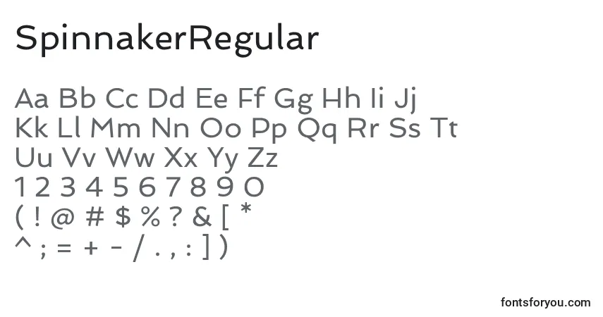 Czcionka SpinnakerRegular – alfabet, cyfry, specjalne znaki
