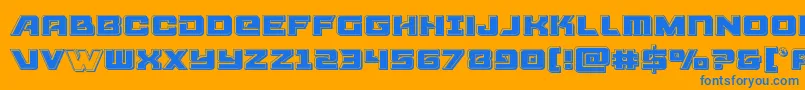 Aircruiserbevel-Schriftart – Blaue Schriften auf orangefarbenem Hintergrund