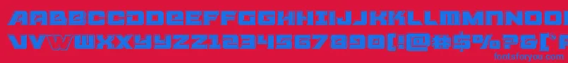 Aircruiserbevel-Schriftart – Blaue Schriften auf rotem Hintergrund