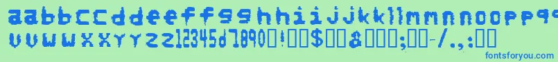 Norefunds-Schriftart – Blaue Schriften auf grünem Hintergrund