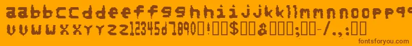 Saiba mais sobre a fonte Norefunds Fonte Norefunds – fontes marrons em um fundo laranja