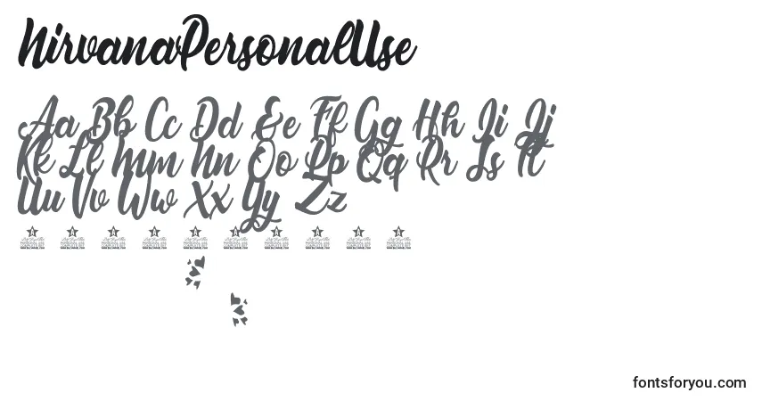Schriftart NirvanaPersonalUse – Alphabet, Zahlen, spezielle Symbole