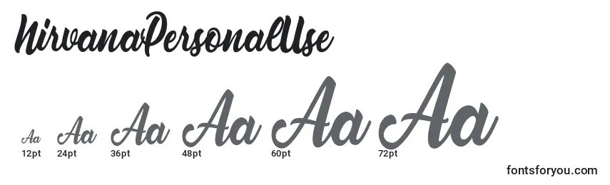 NirvanaPersonalUse Font Sizes