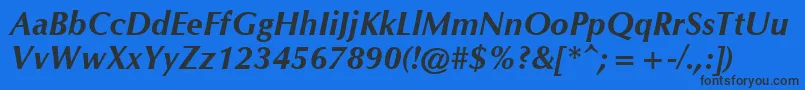 CgOmegaРџРѕР»СѓР¶РёСЂРЅС‹Р№РљСѓСЂСЃРёРІ Font – Black Fonts on Blue Background