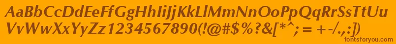 CgOmegaРџРѕР»СѓР¶РёСЂРЅС‹Р№РљСѓСЂСЃРёРІ Font – Brown Fonts on Orange Background