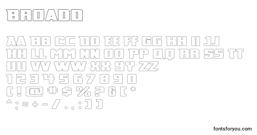 Schriftart Broadd – Alphabet, Zahlen, spezielle Symbole