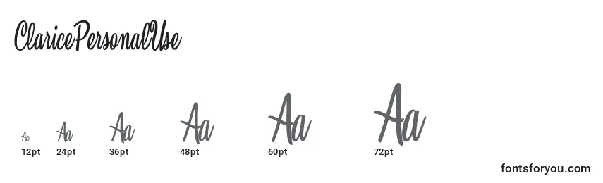 ClaricePersonalUse Font Sizes
