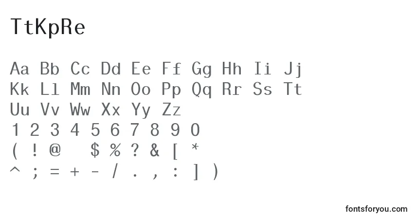 A fonte TtKpRe – alfabeto, números, caracteres especiais