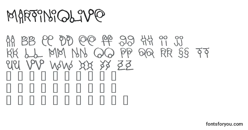 Czcionka MartiniOlive – alfabet, cyfry, specjalne znaki