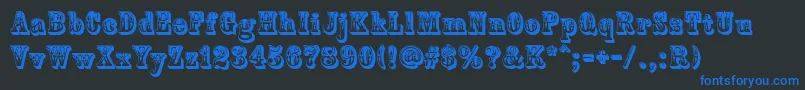 CountryWestern-fontti – siniset fontit mustalla taustalla
