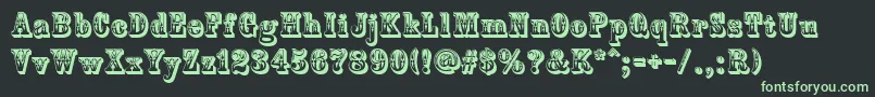 CountryWestern-fontti – vihreät fontit mustalla taustalla