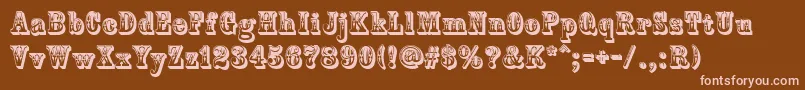CountryWestern-fontti – vaaleanpunaiset fontit ruskealla taustalla