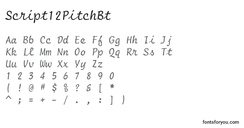 Script12PitchBt-fontti – aakkoset, numerot, erikoismerkit