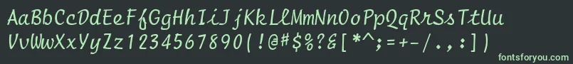 フォントScript12PitchBt – 黒い背景に緑の文字