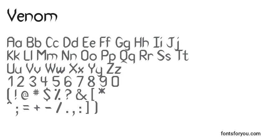 Czcionka Venom – alfabet, cyfry, specjalne znaki