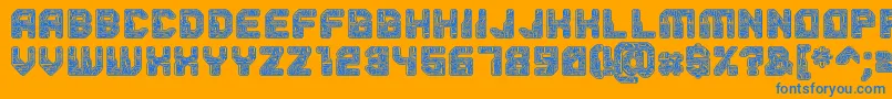 Pcb-Schriftart – Blaue Schriften auf orangefarbenem Hintergrund