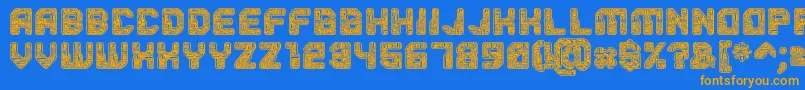 フォントPcb – オレンジ色の文字が青い背景にあります。
