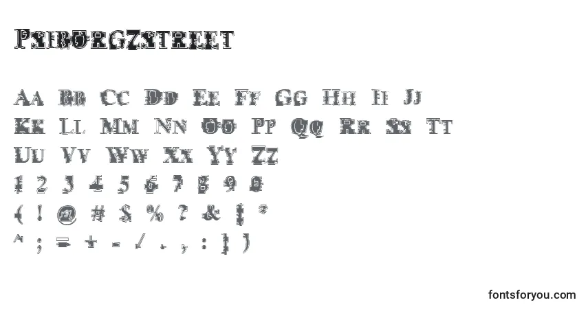 A fonte Psiborgzstreet – alfabeto, números, caracteres especiais