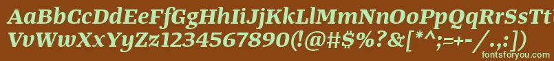 Шрифт TangerserifwideBolditalic – зелёные шрифты на коричневом фоне