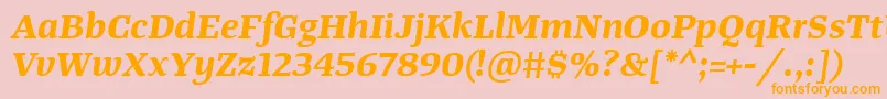 TangerserifwideBolditalic-Schriftart – Orangefarbene Schriften auf rosa Hintergrund