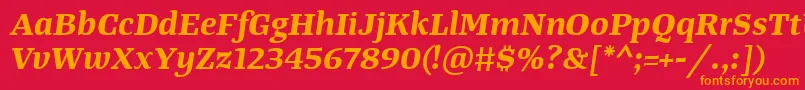 TangerserifwideBolditalic Font – Orange Fonts on Red Background