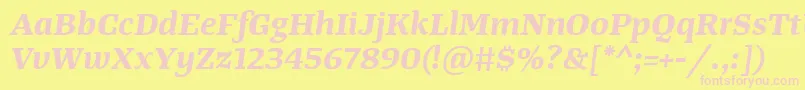 TangerserifwideBolditalic Font – Pink Fonts on Yellow Background