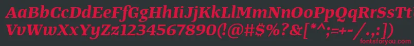 TangerserifwideBolditalic Font – Red Fonts on Black Background