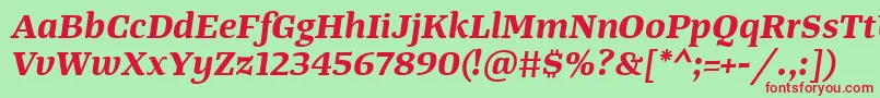 TangerserifwideBolditalic Font – Red Fonts on Green Background
