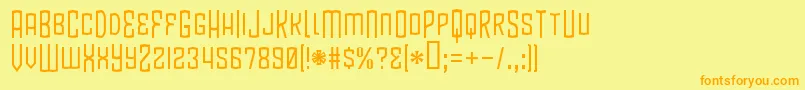 フォントBlamdudeBb – オレンジの文字が黄色の背景にあります。