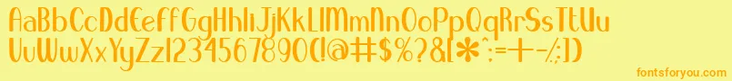 Czcionka BlueMelodyUltrabold – pomarańczowe czcionki na żółtym tle