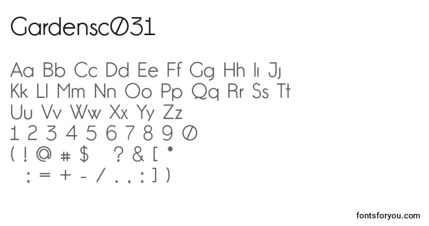 A fonte Gardensc031 – alfabeto, números, caracteres especiais