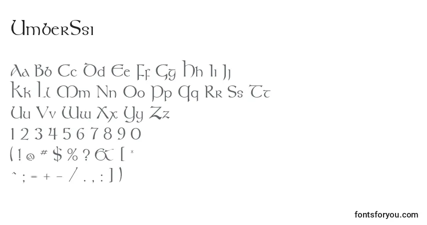 Шрифт UmberSsi – алфавит, цифры, специальные символы