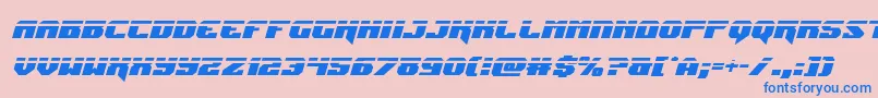 Jumperslaserital-Schriftart – Blaue Schriften auf rosa Hintergrund