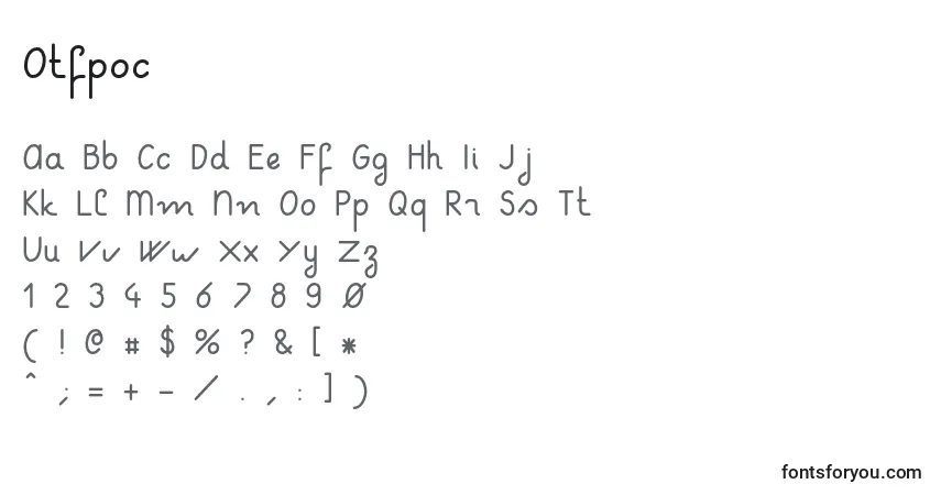 Schriftart Otfpoc – Alphabet, Zahlen, spezielle Symbole