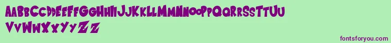 SaiyanSansRightObliqueregular Font – Purple Fonts on Green Background