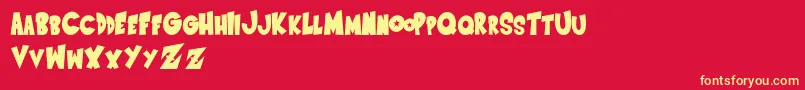 SaiyanSansRightObliqueregular Font – Yellow Fonts on Red Background