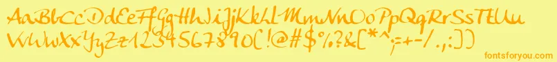 AnkecalligFg Font – Orange Fonts on Yellow Background