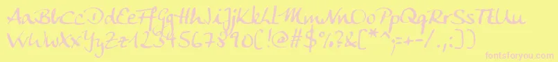 AnkecalligFg-Schriftart – Rosa Schriften auf gelbem Hintergrund