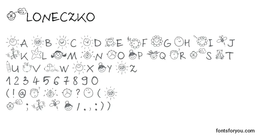 Fuente Sloneczko - alfabeto, números, caracteres especiales