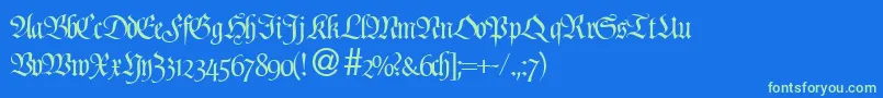 ProfidbNormal-fontti – vihreät fontit sinisellä taustalla
